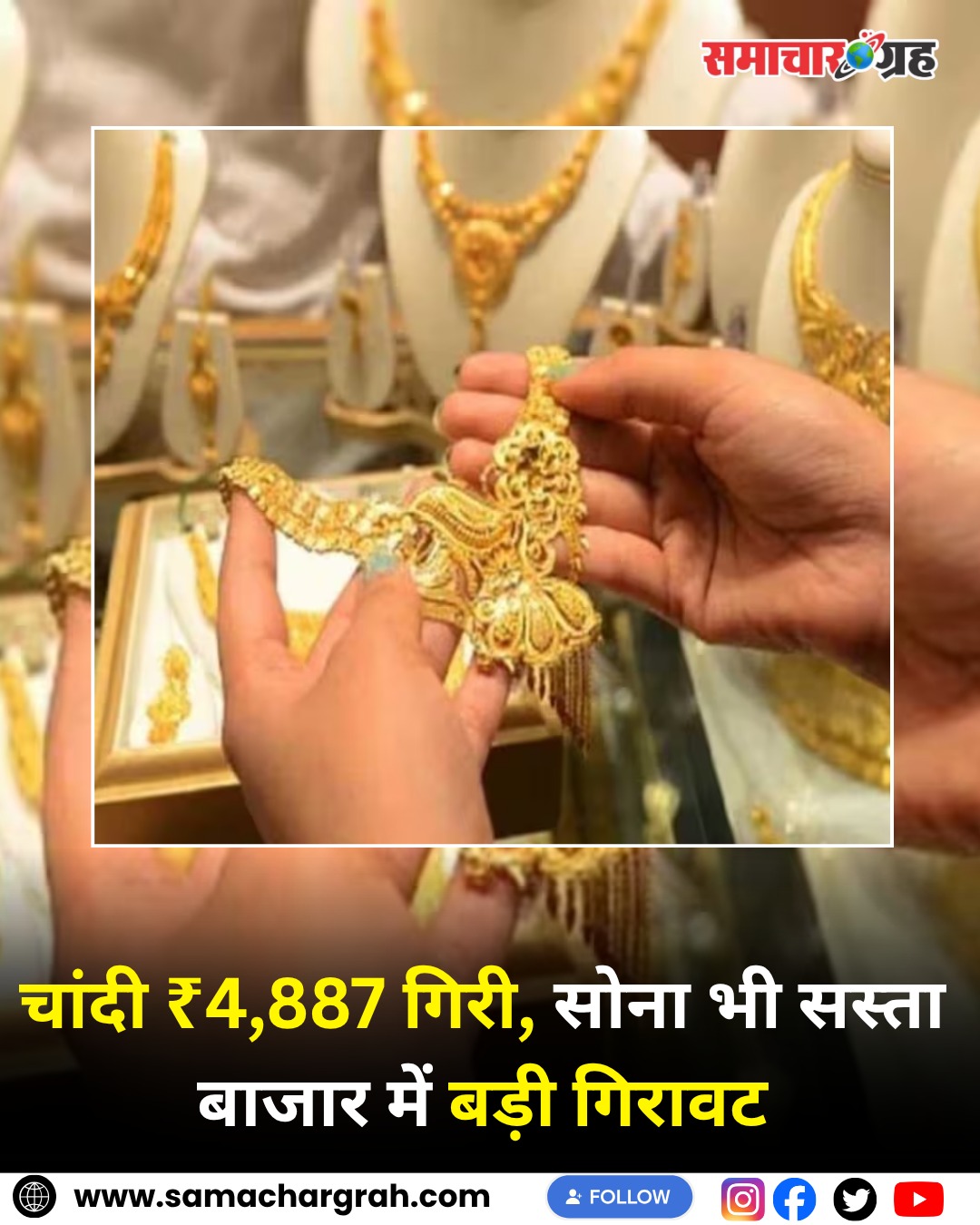 सोना-चांदी के दामों में बड़ी गिरावट, चांदी ₹4,887 टूटी, निवेशकों में हलचल